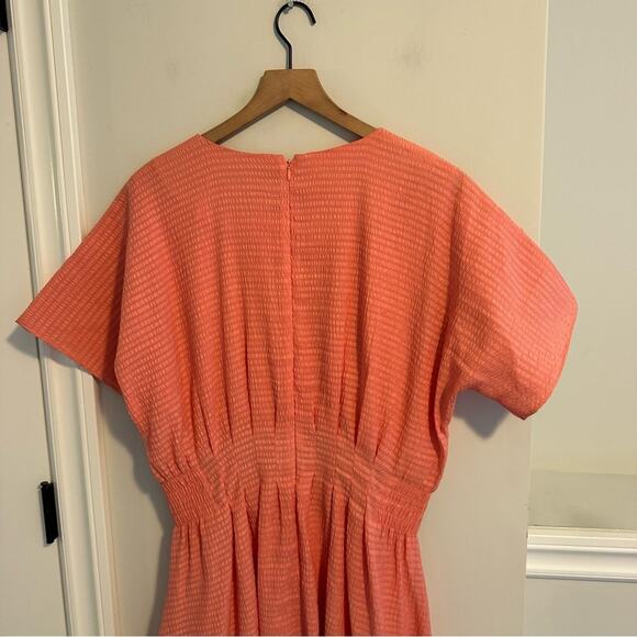 Club Monaco Pink Seersucker Short Sleeve Maxi Dress 12 - Picture 9 of 14
